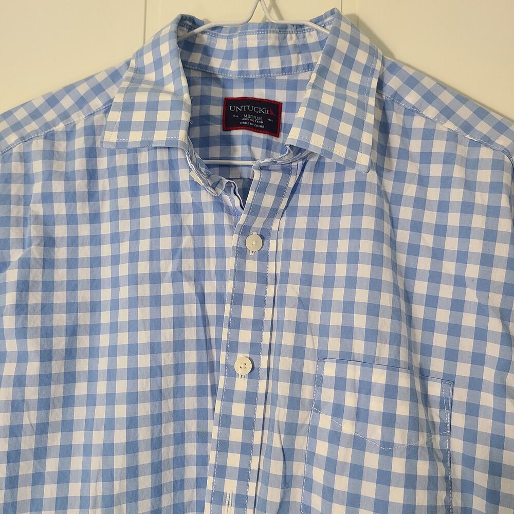 UNTUCKit Blue Plaid Gingham Shirt Long Sleeve Cotton Casual Size M - Picture 6 of 7
